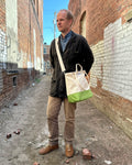 Natural w/ Blue Line Strap on No.112 Market Tote