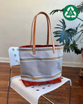 Upcycled Awning Tote - Persimmon Stripe