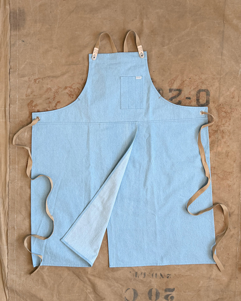 Ceramicist Pottery Split Leg Apron - Washed Denim