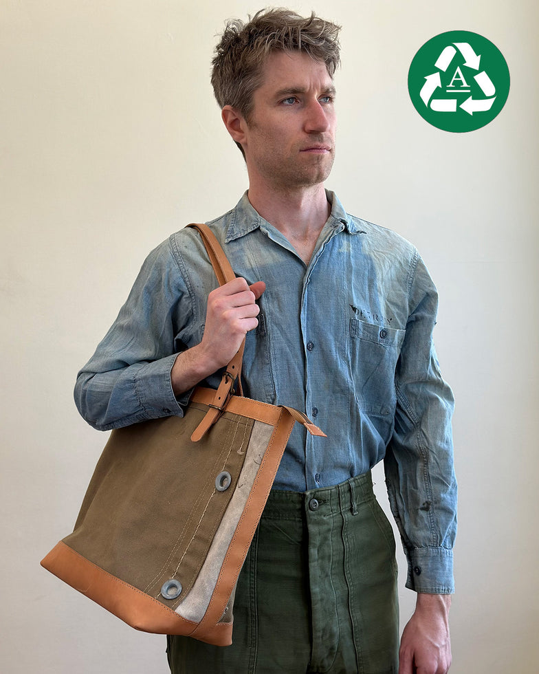Zipper Tote From Antique Upcycled Canvas