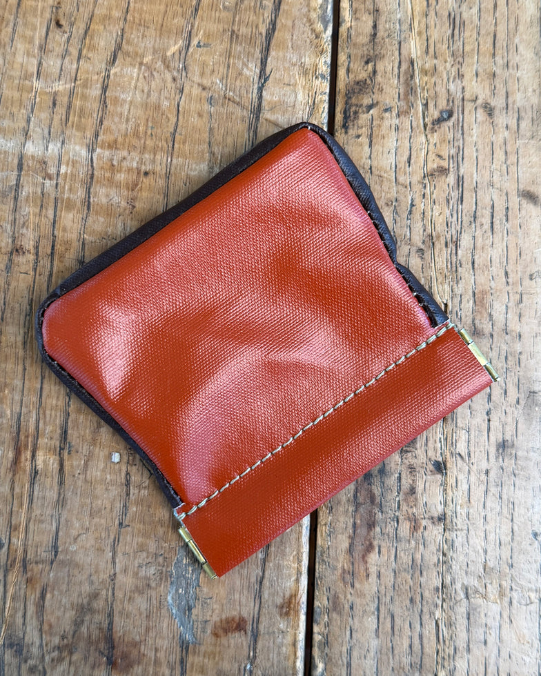 Squeeze Pouch in Up-Cycled Antique Awning - Pumpkin Spice