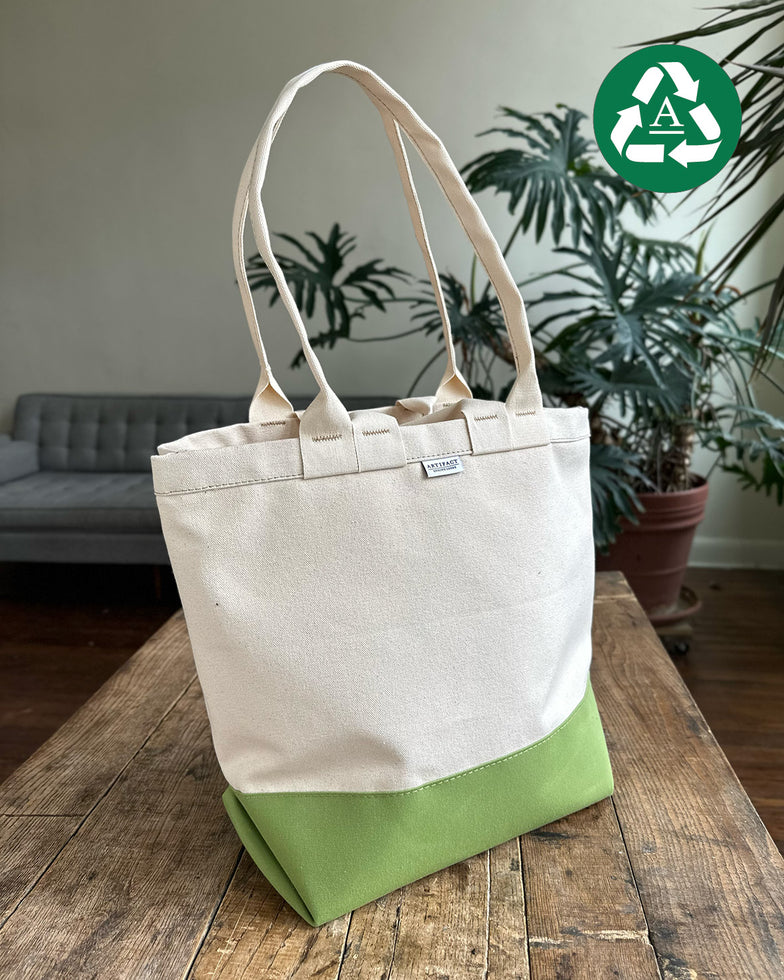 Market Tote in Organic Canvas & Upcycled Awning