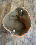 Yarn Skein Sack in Up-Cycled Orange Gingham