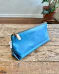 Zip Pouch in Upcycled Rubberized Vintage Awning - Blue