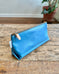 Zip Pouch in Upcycled Rubberized Vintage Awning - Blue