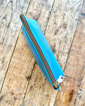 Zip Pouch in Upcycled Rubberized Vintage Awning - Blue