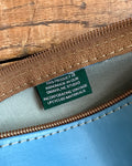 Zip Pouch in Upcycled Rubberized Vintage Awning - Blue