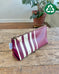 Zip Pouch in Upcycled Rubberized Vintage Awning - Rhubarb