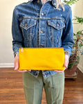 Zip Pouch in Upcycled Vintage Awning Canvas - Yellow