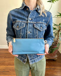 Zip Pouch in Upcycled Rubberized Vintage Awning - Blue