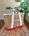 Beach & Boat Tote in Canvas & Upcycled Awning - Tan