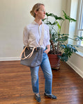 Natural w/ Blue Line on No.103 Tote