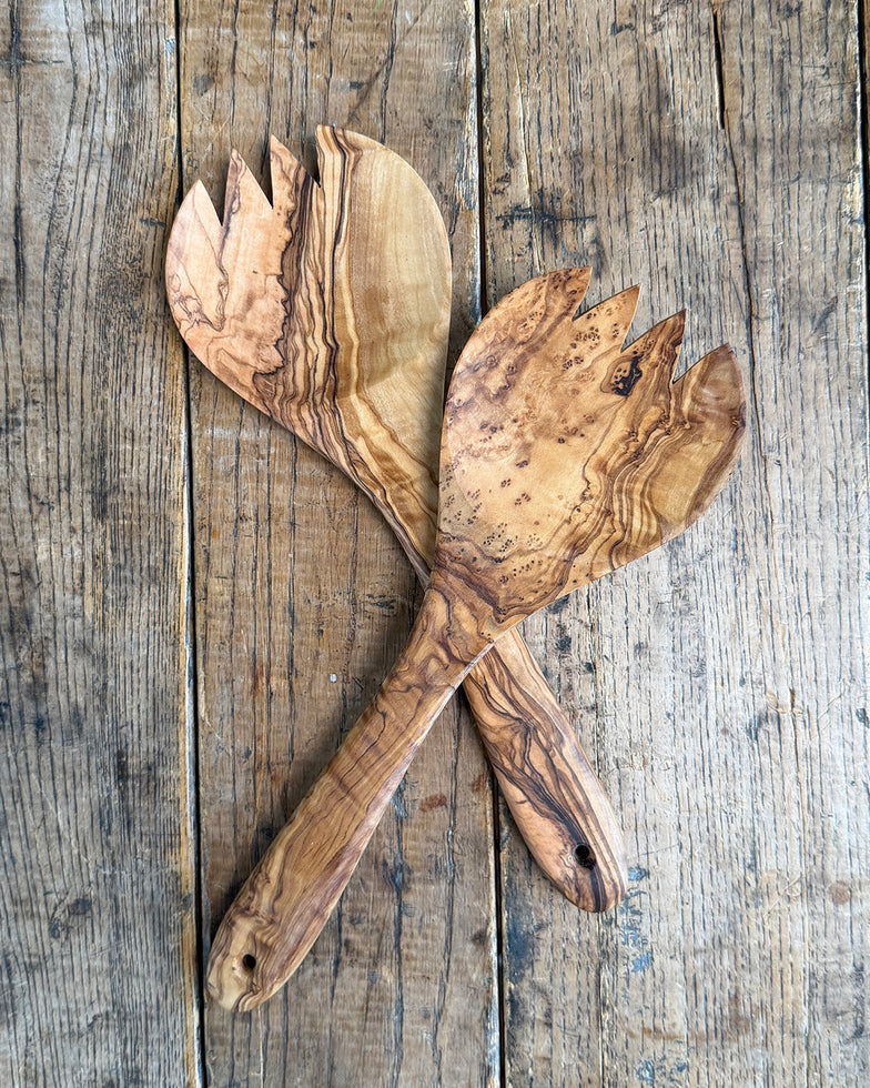 Olive Wood Salad Servers