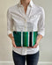 Zip Pouch in Antique Upcycled Awning Cloth - Green Black