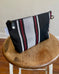 Zip Pouch in Upcycled Awning Cloth - Black Red Stripe
