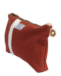 Zip Pouch in Antique Upcycled Awning Cloth - Brick Stripe