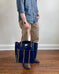 Day Tote in Upcycled Awning Material & Canvas - Navy Repp Stripe
