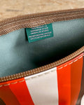 Zip Pouch in Antique Upcycled Awning Cloth - Brown 70's Stripe