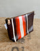 Zip Pouch in Antique Upcycled Awning Cloth - Brown 70's Stripe