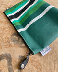 Zip Pouch in Antique Upcycled Awning Cloth - Green Black