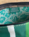 Zip Pouch in Antique Upcycled Awning Cloth - Green Black