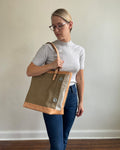 Zipper Tote From Antique Upcycled Canvas