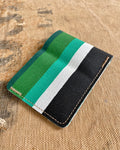 Bifold Wallet in Upcycled Antique Awning - Green Black